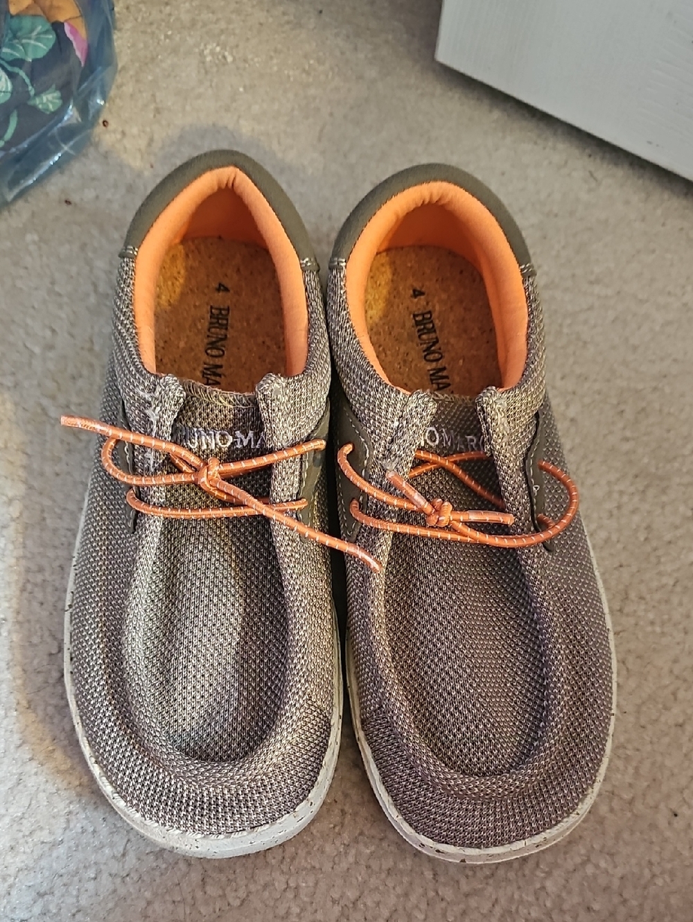Kids Gray Mesh Sneakers with Orange Trim